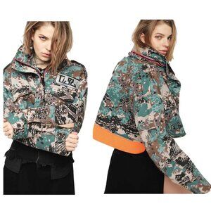 Diesel G-Shiloh-A Jacket Cropped Camo Jacket Convertible Hood